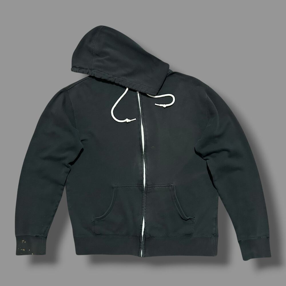 Vintage Faded Black Hoodie Full Zip Sweatshirt y2k Minimalist Aesthetic Unisex